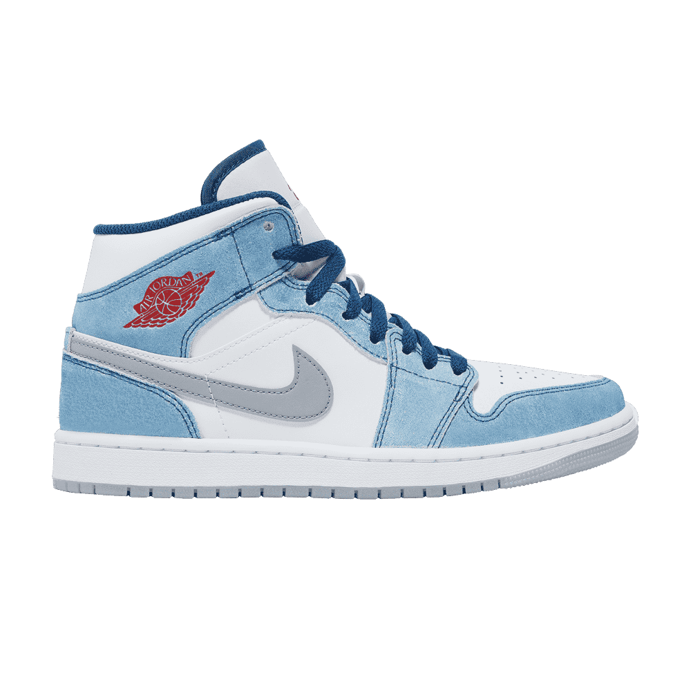 Air Jordan 1 Mid Fransk Blå Ild Rød