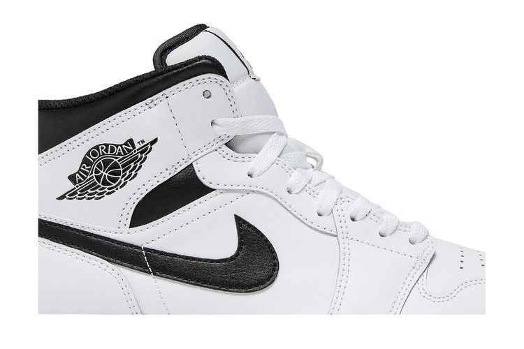 Air Jordan 1 Mid Weiß Schwarz - Nike Sneaker, Detailansicht 3