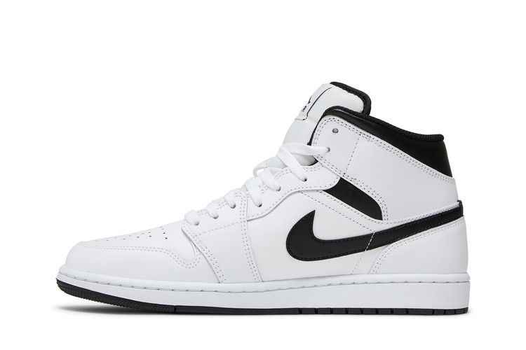 Air Jordan 1 Mid Weiß Schwarz - Nike Sneaker, Detailansicht 4