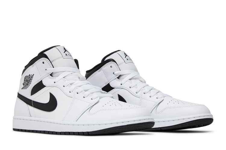 Air Jordan 1 Mid Weiß Schwarz - Nike Sneaker, Detailansicht 9