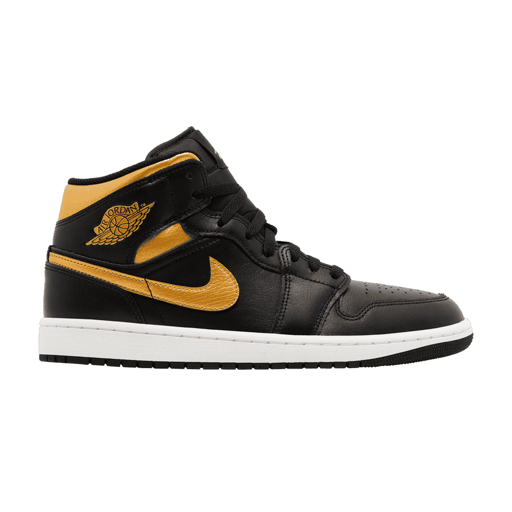 Air Jordan 1 Mid Siyah Metalik Altın