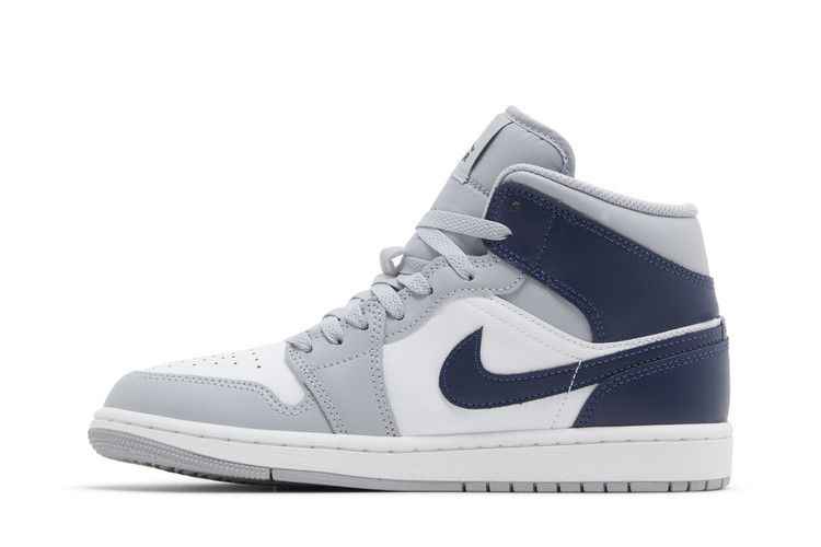 Air Jordan 1 Mid Wolf Grey Midnight Navy - Air Jordan Sneaker, Detailansicht 4