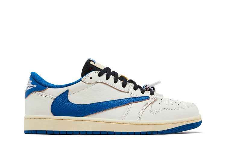Fragment Design x Travis Scott x Air Jordan 1 Retro Low OG SP Sail Military Blue - Air Jordan Sneaker