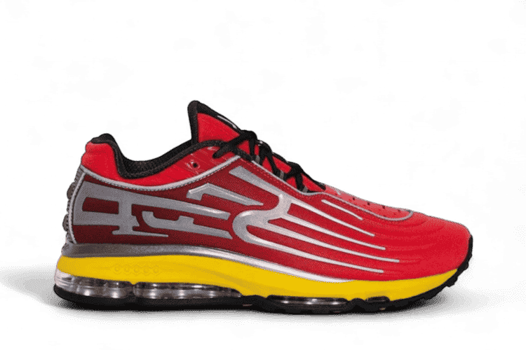 Supreme x Nike Air Max 2001 Air Ecstasy University Red Speed Yellow - Nike Sneaker, Detailansicht 2