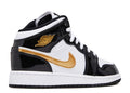 Air Jordan 1 Mid Patent Black White Gold (GS) - House-of-Sneakers