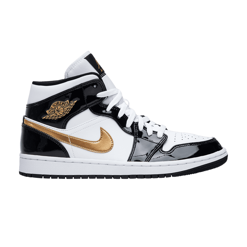 Air Jordan 1 Mid Patent SE Black Gold
