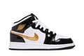 Air Jordan 1 Mid Patent Black White Gold (GS) - Air Jordan Sneaker, Detailansicht 2