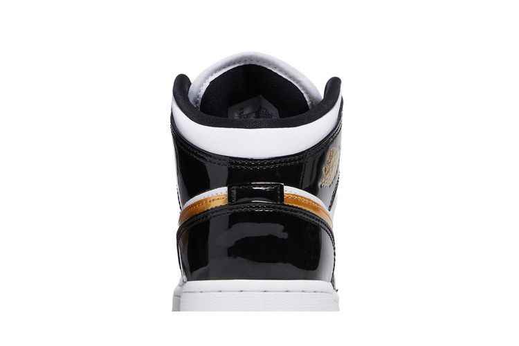 Air Jordan 1 Mid Patent Black White Gold (GS) - Air Jordan Sneaker, Detailansicht 8