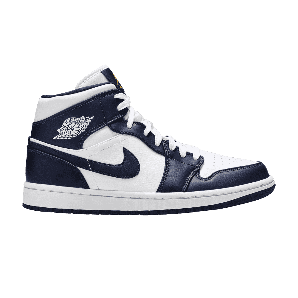 Air Jordan 1 Mid White Metallic Gold Obsidian