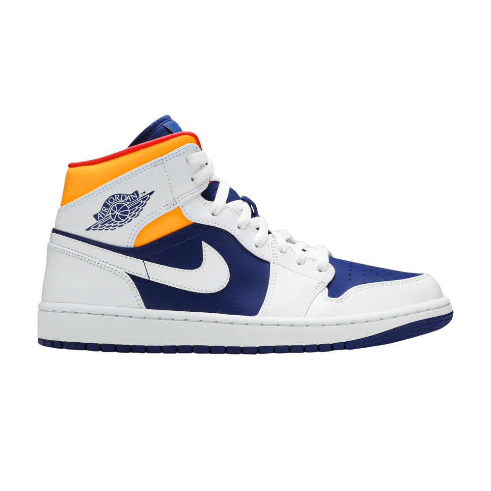 Air Jordan 1 Mid White Laser Orange Deep Royal Blue - Air Jordan Sneaker