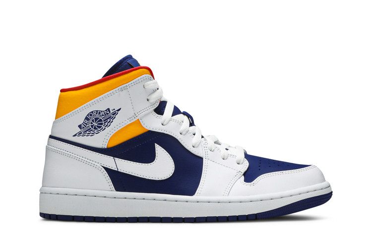 Air Jordan 1 Mid White Laser Orange Deep Royal Blue - Air Jordan Sneaker