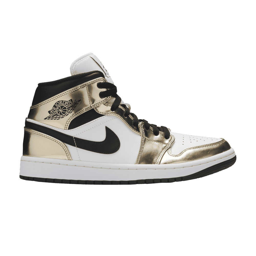 Air Jordan 1 Mid Métallique Or Noir Blanc