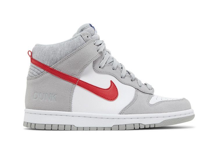Nike Dunk High SE GS Athletic Club - Light Smoke Grey Gym Red - Nike Sneaker, Detailansicht 3