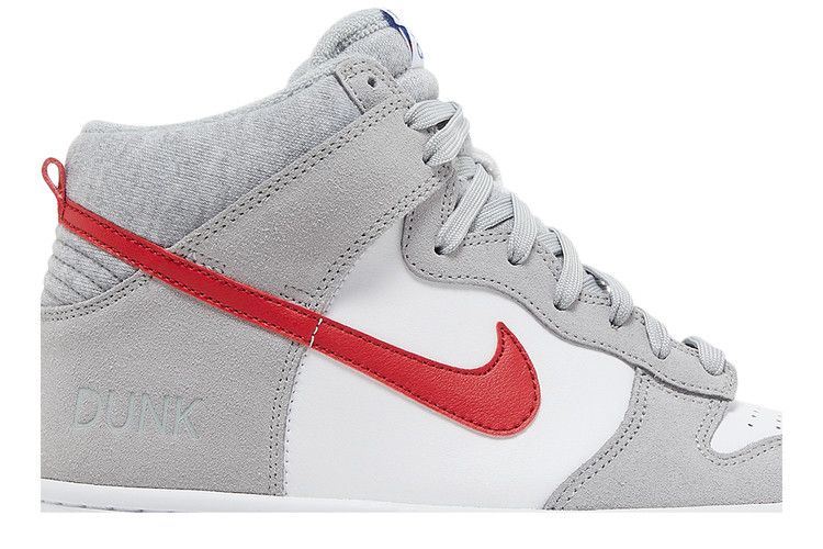 Nike Dunk High SE GS Athletic Club - Light Smoke Grey Gym Red - Nike Sneaker, Detailansicht 4