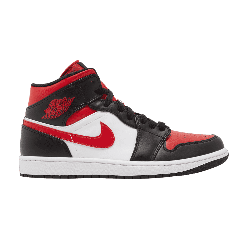 Air Jordan 1 Mid Hvit Svart Rød